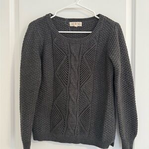 Pink Rose Charcoal Cable Knit Sweater